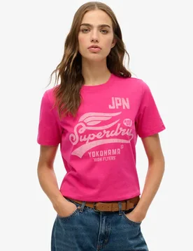 Superdry Damen High Flyers T-shirt Pink - Größe: 36 - 39.99 - FashionsVida