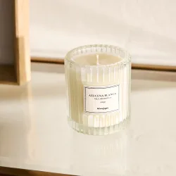 Vela aromática en vaso Azucena Blanca Cristal Rayas