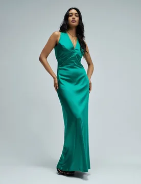 Vestido largo satinado de mujer - Salsa Jeans - FashionsVida