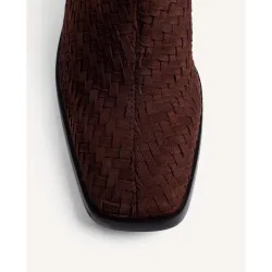 Botines básicos de mujer de piel serraje trenzada a mano