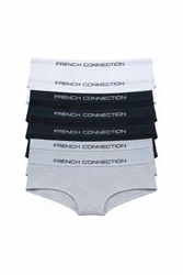 Womens Grey 7 Pack Cotton Ladies Hipster Full Briefs - Size Small