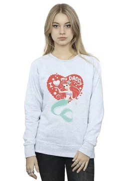 Women's The Little Mermaid Love Daddy Sweatshirt in Grey Size: 2XL - Grey - Size: 2XL - Disney - FashionsVida