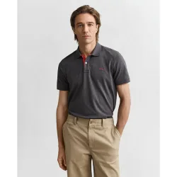 Polo de hombre de estampado liso y contraste de colores en la zona interior tallas grandes