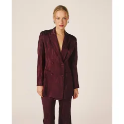 Blazer de mujer en jacquard satinado y estampado abstracto