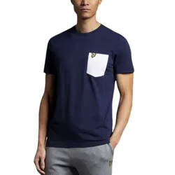 Mens T Shirts Pocket Logo Crew Neck Summer Beach Cotton Tee - Navy - Size Large