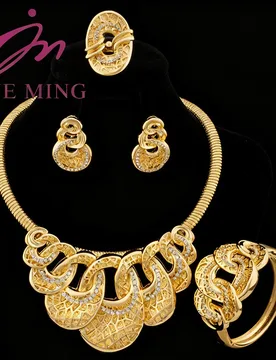K Gold Plated Woman Luxury Exquisite Zircon Necklace Earrings Bracelet Ring Set Bridal Wedding Jewelry Accessories Gifts - Aliexpress - FashionsVida