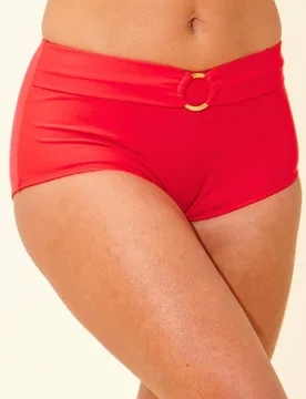 Women's High Waist Ring Detail Bikini Brief in Red Size: 18 - Red - Size: 18 - Beachcomber - FashionsVida