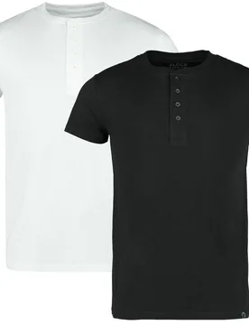 T-Shirt - Double Pack Henley T-Shirts, Regular Fit - M bis L - für Männer - Größe M - schwarz/weiß - Männer - male - Black Premium by EMP - FashionsVida
