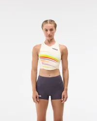 Women's Race Day Crop Bra in Alabaster Flare, Size Medium