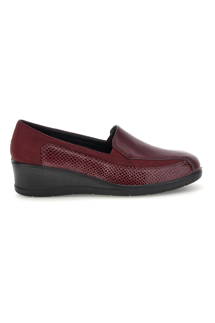 Mocassino Bordeaux con Inserti a Texture e Zeppa MIN1112 36 - MIO TEMPO - FashionsVida