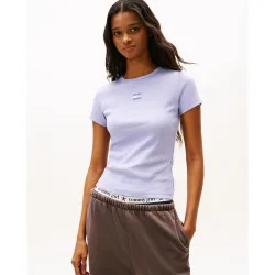 Camiseta de mujer slim fit de manga corta en canalé