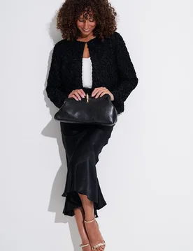 Women's Velour Floral Lace Soft Jacket in Black Size: 20 - Black - Size: 20 - Klass. - FashionsVida