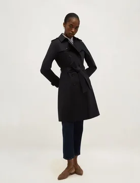Cotton Rich Belted Longline Trench Coat Dark Navy female - Hobbs - FashionsVida