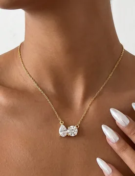 Pieza Elegante collar con colgante de diamante en forma de gota de agua de 1-2 quilates, material de plata de ley 925, colgante exquisito, regalo de j - Shein - FashionsVida