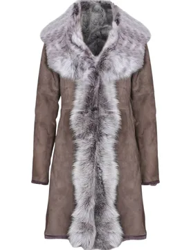 Women's Toscana Sheepskin Suede Trench Coat-Tbilisi in Taupe Size: 14 - Taupe - Size: 14 - Infinity Leather - FashionsVida