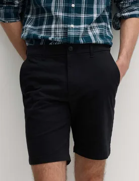 Regular Fit Stretch Chino Shorts Black/Black male - M&S - FashionsVida