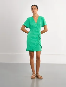 Vestido de manga corta drapeado - Lili Sidonio - FashionsVida