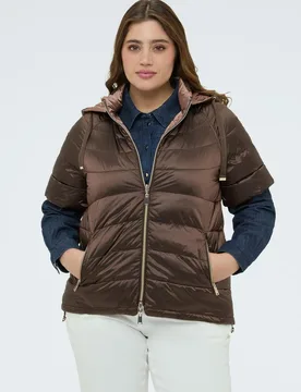 Plumífero de mujer reversible con mangas cortas y ajuste acampanado - Fiorella Rubino - FashionsVida