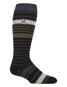Mens Thermal Ski Patterned Socks - Grey Cotton - Size Uk 6-11 - Heat Holders - FashionsVida