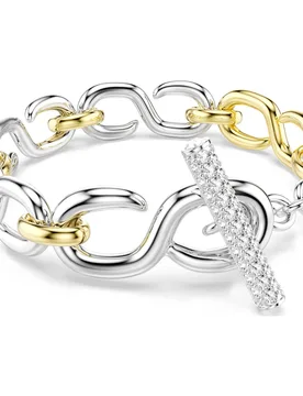 Braccialetto Dextera, Taglio Round, Barra a T, Bianco, Mix di finiture M - Swarovski - FashionsVida