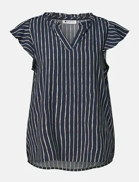 Blusenshirt mit Volant-Ärmeln Blau 38 - Street One - FashionsVida
