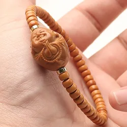 Handmade olive pit single-loop vintage-style 5mm size design "One Heart Towards Buddha" novice monk non-pit tip bracelet for men