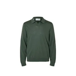 Pull polo en laine mérinos