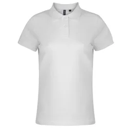 Womens/ladies Plain Short Sleeve Polo Shirt (White) - Size Large