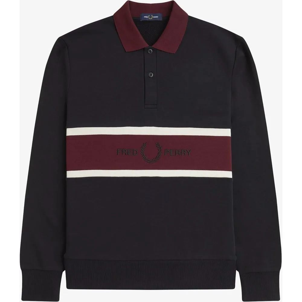 Sudadera de hombre con cuello polo y panel bordado - Fred Perry - FashionsVida