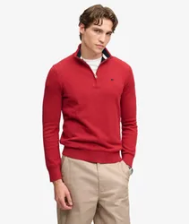 Superdry Herren Preppy Essential Baumwoll-pullover mit Reißverschluss Red - Größe: L
