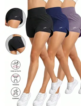 Piezas/Set Shorts de yoga deportivos para mujer, cintura alta con ajuste cómodo, shorts sueltos para correr y fitness, tela transpirable de secado r? - Shein - FashionsVida