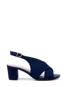 Women's Neroli' Wide Fit Block Heel Peep Toe Slingback Heels in Navy Size: 9E - Navy - Size: 9E - Paradox London - FashionsVida