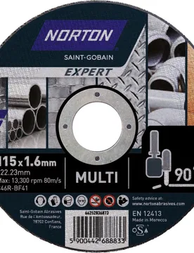 Discos de Corte para Multimateriales 115 x 1 mm - NORTON EXPERT - FashionsVida