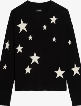 Zadig & Voltaire - Jersey de mujer 100% cachemira de cuello redondo con estrellas - Zadig & Voltaire - FashionsVida