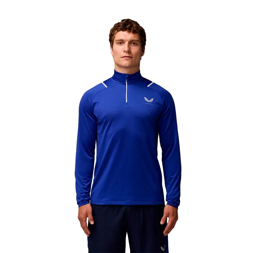 Sweat à Demi-zip Apex Thermal Winterised Azure Blue / Silver Reflective L - Castore - FashionsVida