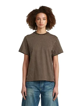 T-shirt à Manches Courtes D29897-c697 Coffee Bean / Twilight Mauve Stripe L - G-Star - FashionsVida