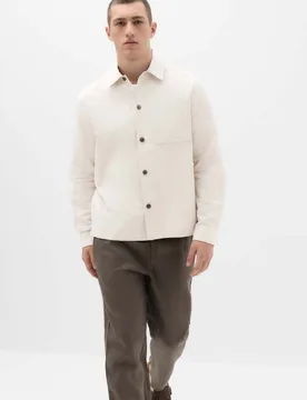 Regular Fit Cotton Linen Blend Overshirt Light Beige male - M&S - FashionsVida