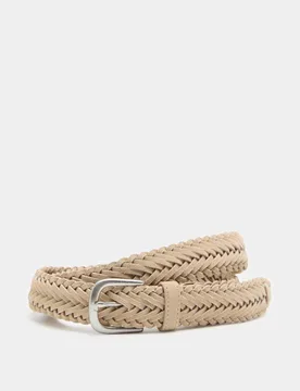 Slim Suede Plaited Belt Sand male - M&S - FashionsVida