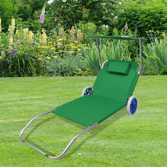 Gartenliege Sonnenliege rollbar Grün - VCM - FashionsVida