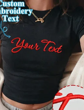 Top corto bordado personalizado para mujer, añade texto, nombre y eslogan, elige fuente y color, estilo deportivo de cancha, regalo personalizado, ne - Shein - FashionsVida