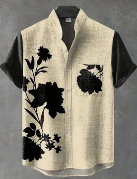Men's Retro Summer Short Sleeve Shirt Stand Collar Linen Hawaiian Print Casual Vacation High-Quality Fast Delivery - Aliexpress - FashionsVida