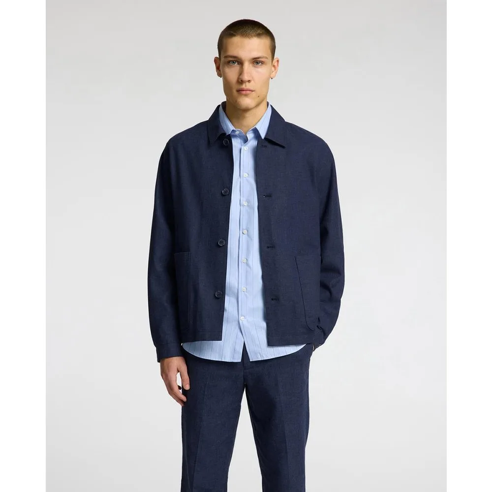 Americana lino sport hombre sin solapas corte regular fit - Selected - FashionsVida