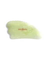Massagestein - Gua Sha Horn mit Zähnen Gruene Jade hellgrün