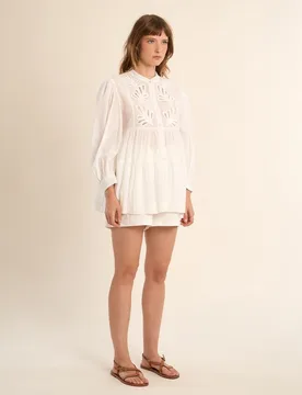 Camisa de mujer de manga larga volantes y flores - Molly Bracken - FashionsVida