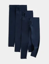 Pack Cotton Rich Ribbed Leggings (2-8 Yrs) Navy female