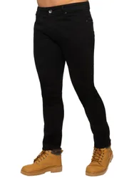 Mens Slim Stretch Denim Jeans - Black Cotton - Size 38w/30l