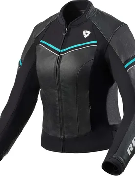 Giacca Moto in Pelle MERIDIAN Ladies Black Turquoise taglia 40 - Rev'it - FashionsVida