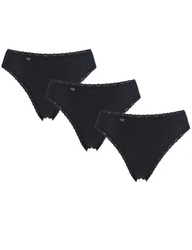 Pack Black 24/7 Cotton Lace Tai Briefs Ladies 16 Ladies - - Black - Size: UK 16 - Sloggi - FashionsVida
