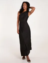 One Shoulder Pleated Dress - S/M / BLACK - female