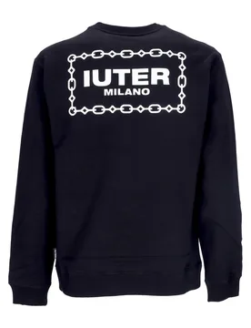 Felpa Leggera Girocollo Uomo Chain Crewneck Black - IUTER - FashionsVida
